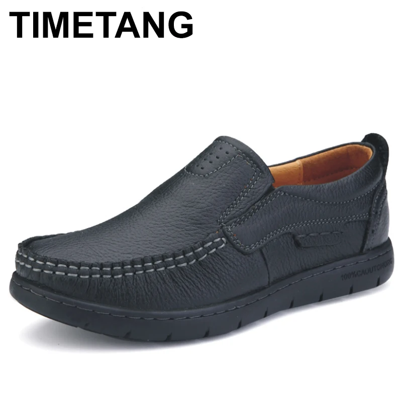 

TIMETANG Full Grain Genuine Leather Women Casual Shoes %100 Brand Quality Soft The Sole Slip On Ladies Mother Flats Shoes C305