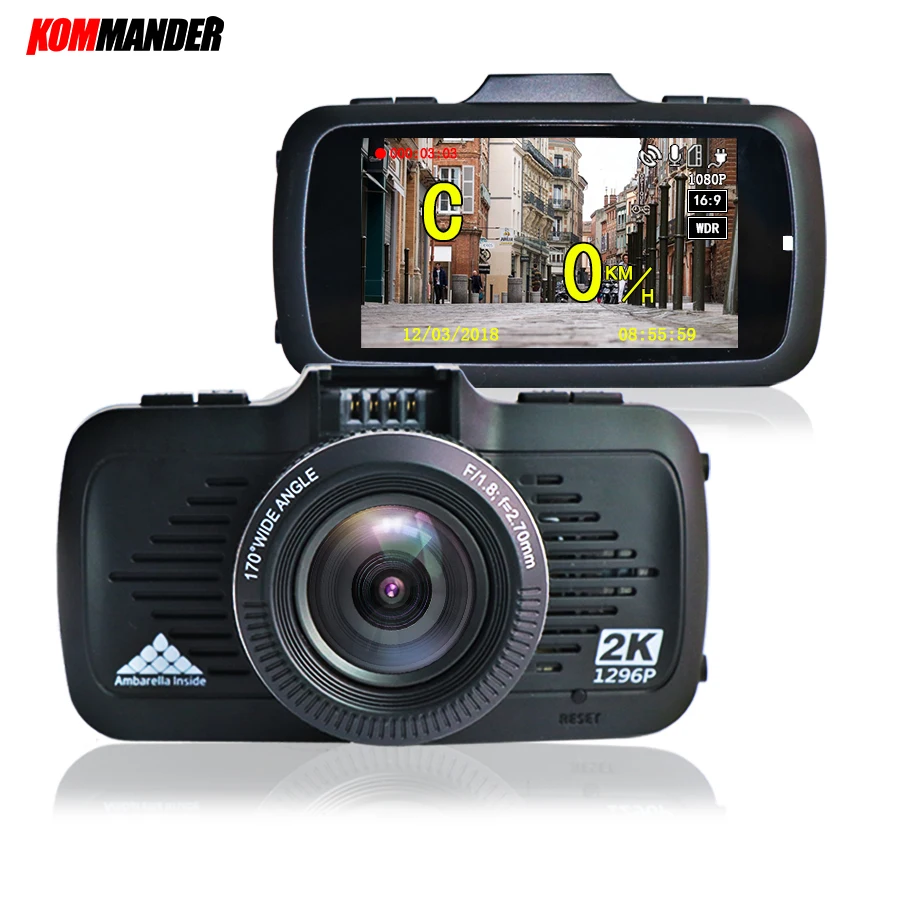 Kommander Видеорегистраторы для автомобилей с GPS 2 в 1 Ambarella A7 и SpeedCam Full HD 1296P