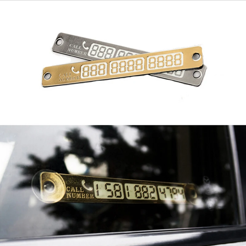 2016 New Temporary Car Parking Card Telephone Number Card Notification Night Light Sucker Plate Car Styling Phone Number Card