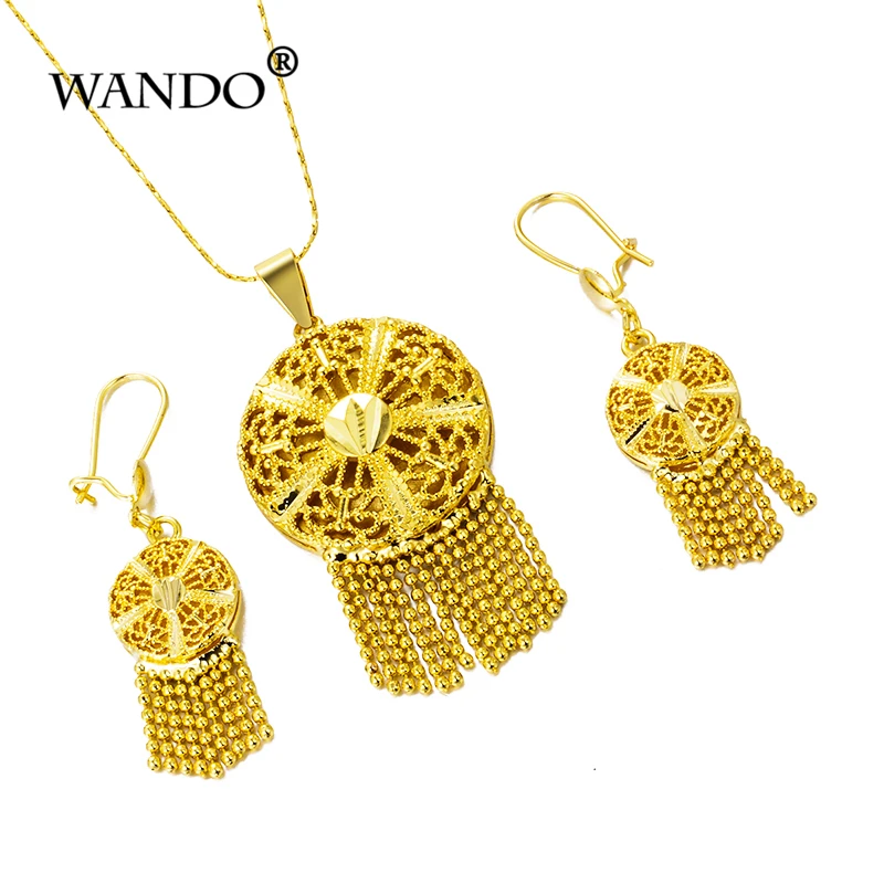 Роскошное ожерелье/серьги WANDO цвет золото элегантные арабские/эфиопские