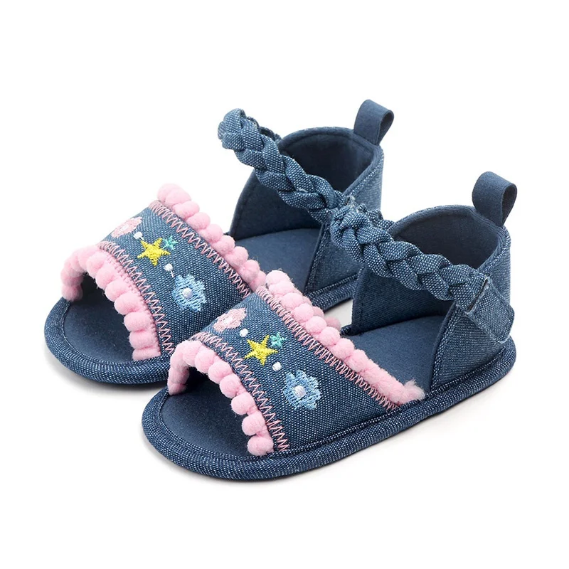 Сандалии для маленьких девочек, дышащая Нескользящая детская обувь, сандалии с цветочным принтом, сандалии принцессы на мягкой подошве для малышей