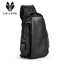 LIELANG, кожаная нагрудная сумка, мужская, USB зарядка, черные сумки через плечо, мессенджеры, короткая, для путешествий, нагрудная сумка, водонепроницаемая, поет, сумки на плечо