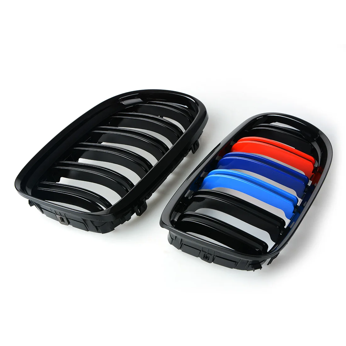 Для BMW E90 пара глянцевый черный M-color Автомобильная Передняя решетка решетки с двойной линией 2007 2008 2009 2010 2011 2012