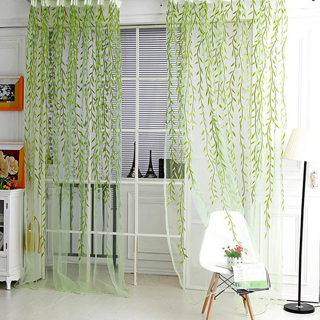 

Sheers curtains Willow leaf Tulles 3d Window Sheer Curtains for Living Room cortinas curtains for Bedroom Kitchen
