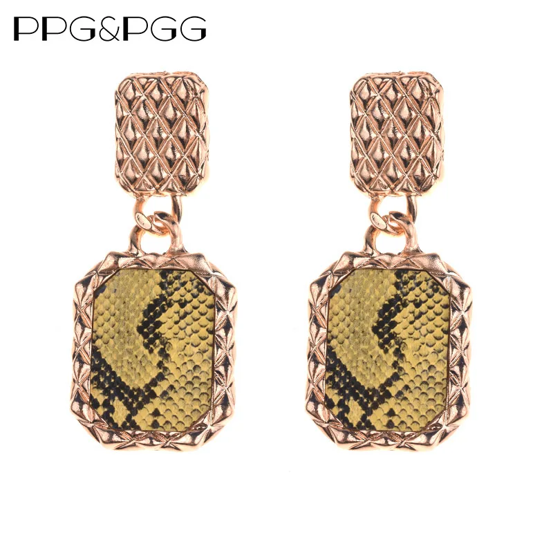 

JERPVTE ZA Multicolored Metal Drop Dangle Earrings Women Wedding Party Gifts Bohemian Geometric Square Earrings