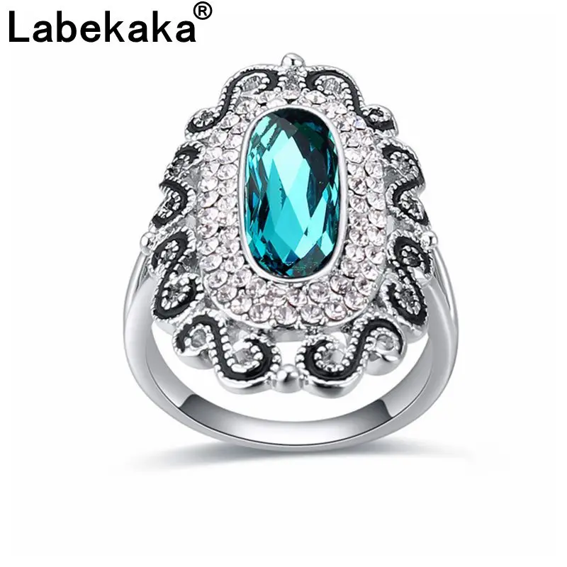 

Labekaka High Quality Genuine Rhinestone Ring Women embellished with Crystal from Swarovski Daily leisure jewelry accessories