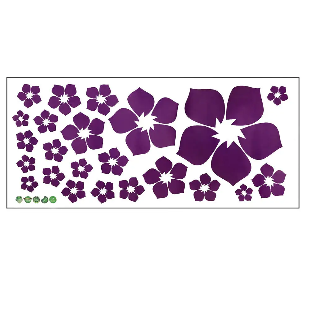 Dark Purple Flower Floral Pattern Art Decal PVC Wall ...