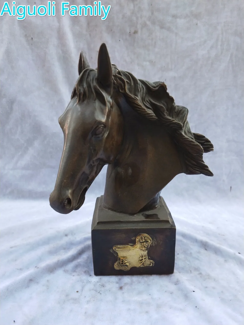 

Home Decoration Animal Sculpture/Art Collection Metal Crafts,Chinese Old Bronze Gilt Big Horse Head Statue ,High 28CM