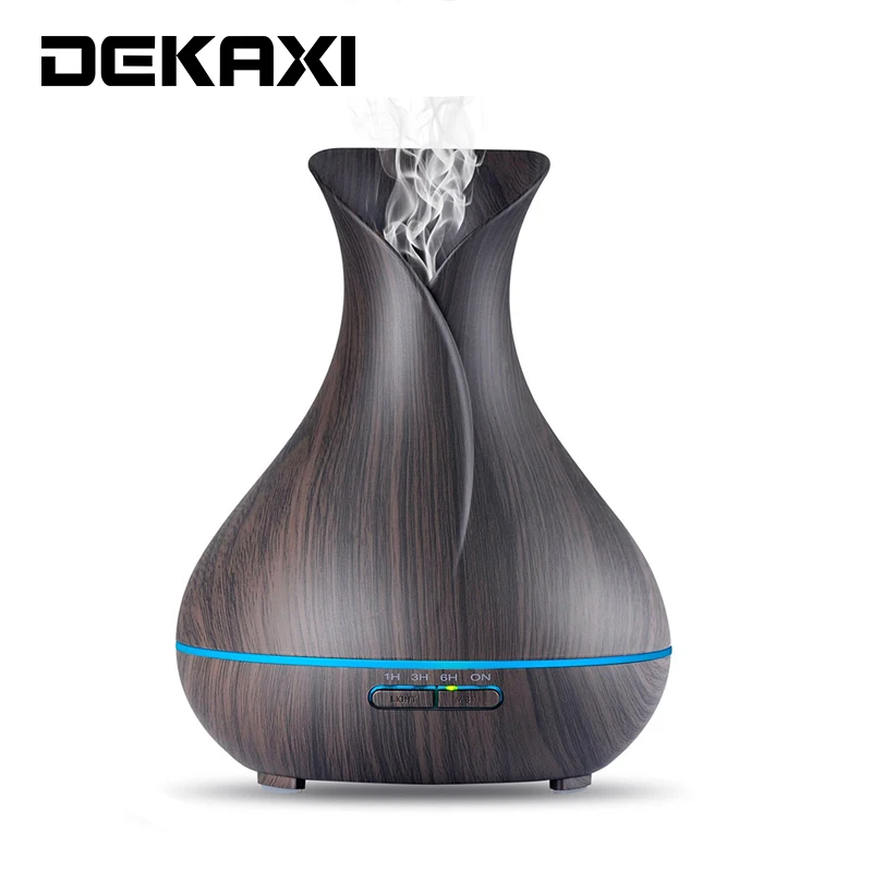 

DEKAXI 400ml Wood Grain Electric Aroma Essential Oil Diffuser Ultrasonic Air Humidifier with LED Lights Aroma Diffuser for Home