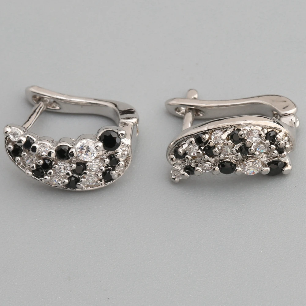 

Hot Black Stone 2*2mm Semi-precious Silver Cool For Womens Earrings ED0710