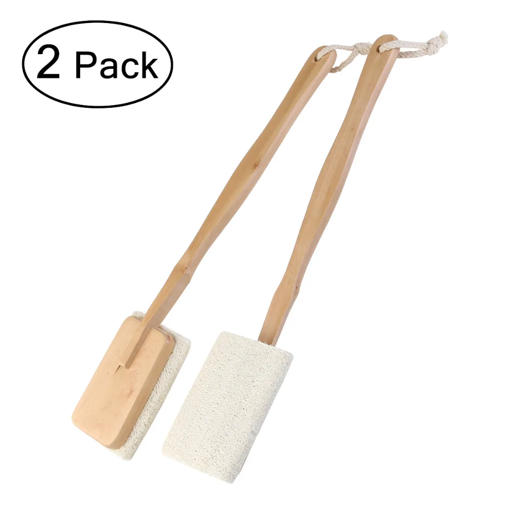 

2pcs Natural Loofah Bath Body Shower Spa Back Brush with Long Handle