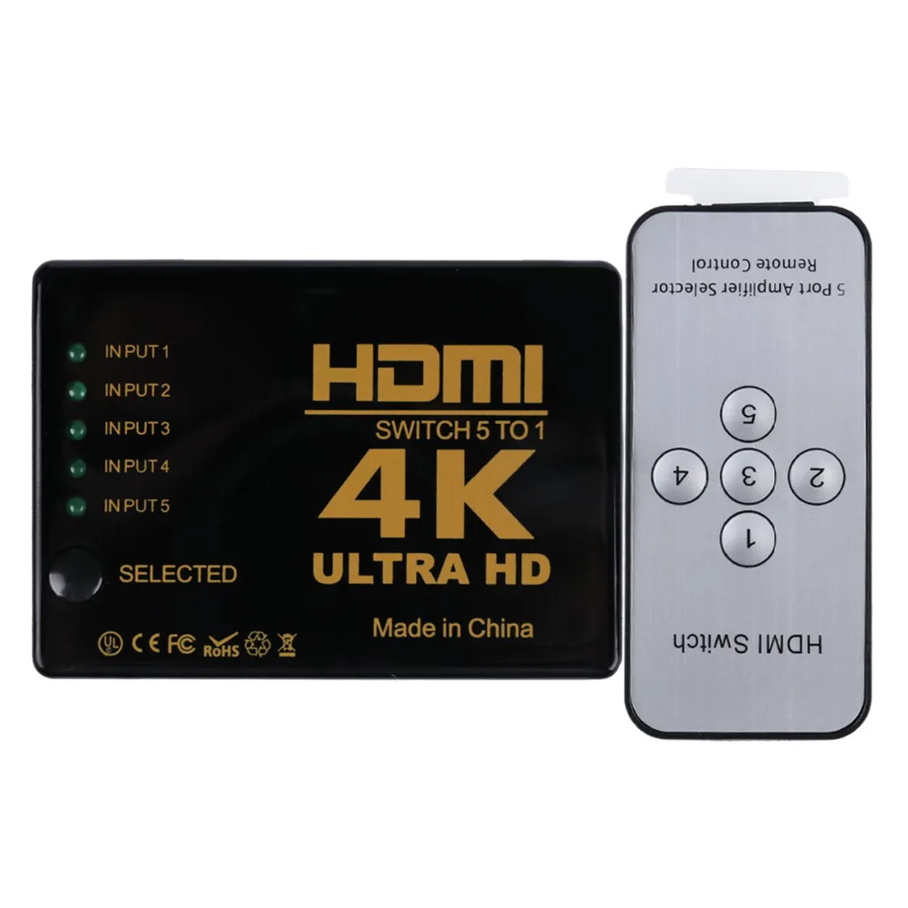Новый мини коммутатор 3D 1080p с 5 портами 4K HDMI переключатель разветвитель ИК пультом
