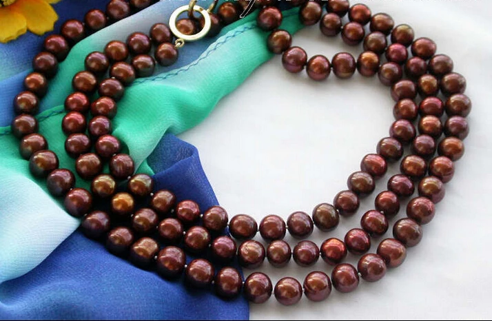 

FREE shipping>>>>Z3539 great luster 48" 11mm round coffee freshwater pearl necklace