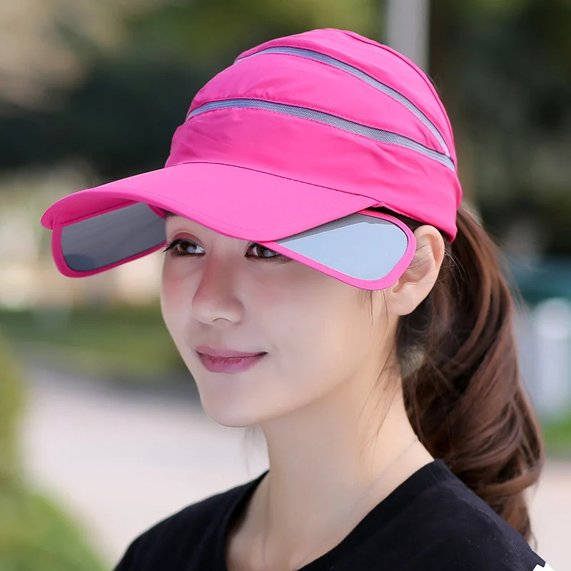 SORRYNAM 2017 New Retractable Visor Female Summer Sun Empty Top Plastic