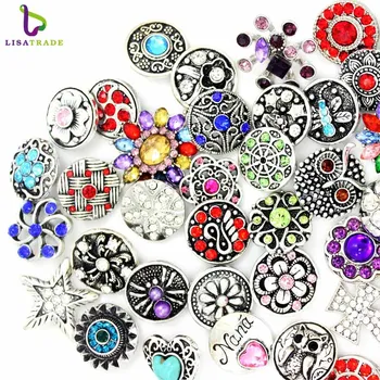 

Wholesale 50PCS High Quality 18MM Metal Snap Button Rhinestones Mixed Styles DIY Snaps Charms Jewelry Bracelet&Bangle LSSN027*50