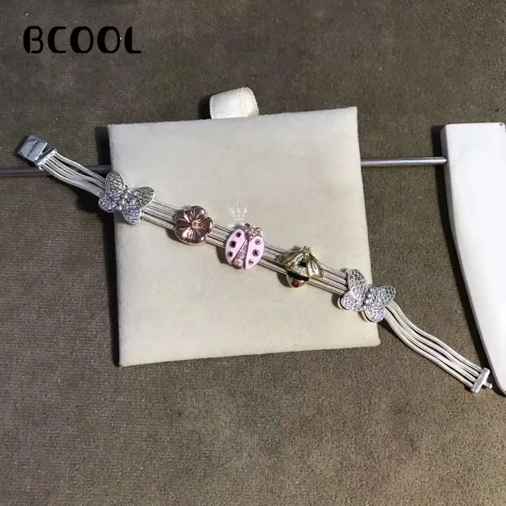 

100%925 Sterling Silver Original 1:1, Fashionable Silver Charm Bracelet, Suitable For Women 2019 New Fashion Bracelet Jewelry
