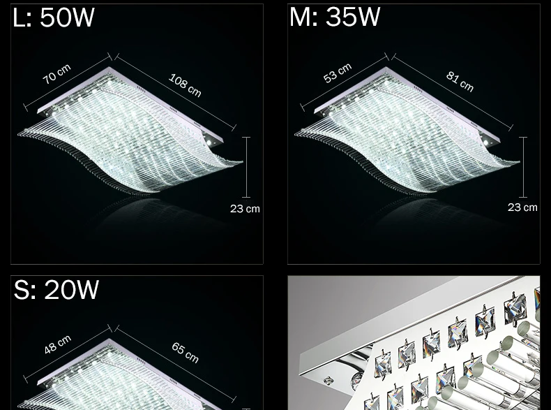 Luxury 4 Color Smooth Sailing Led Lamp K9 Crystal Modern Square Led Ceiling Lights (2)