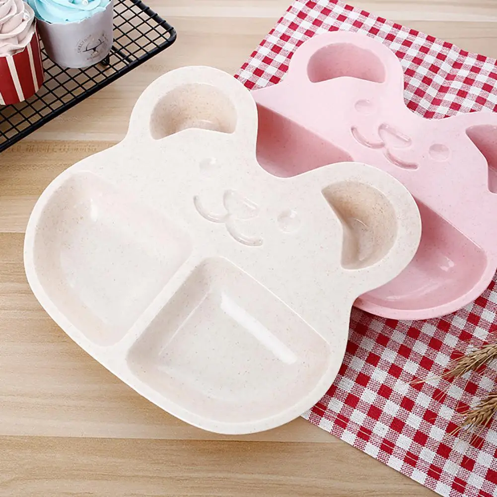 

3Pcs/Set Cute Shape Eco-friendly Kids Cartoon Food Wheat Straw Dish Spoon Fork Tableware Set for Kids Bowl Plate Dish Dinner Set