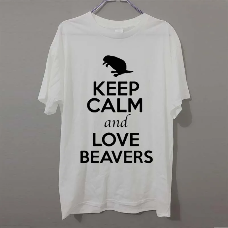 

Tops Cool T Shirt Short Cotton Crew Neck Keep Calm And Love Beavers Animal Lover Humor Shirts