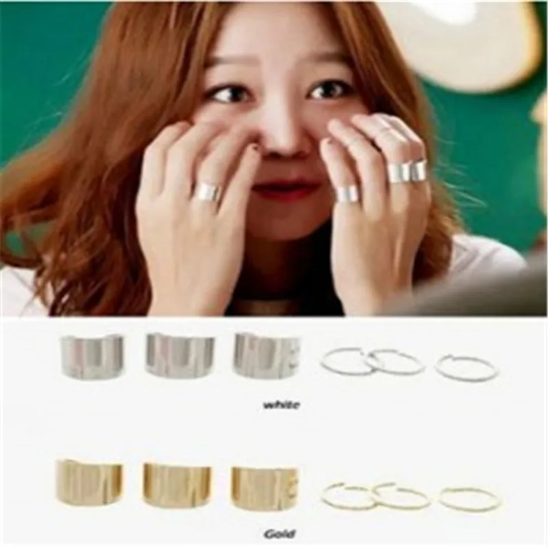 

R222 2018 South Korea Jewelry Lord Sun Kong Hyo Jin Six Piece Set Opening Ring Fashion Alloy Punk Ring For Women Lovers' Gift