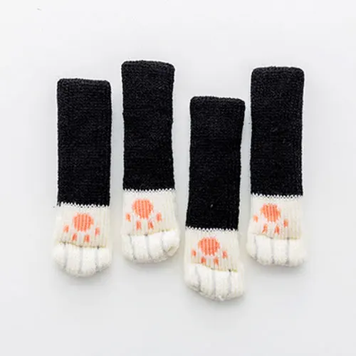 4Pcs /Set Cute Cat Paw Table Chair Foot Leg Knit Cover Protector Socks Sleeve Protector Good Scalability Non-Slip Wear