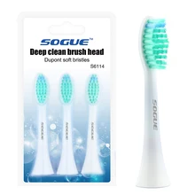 Sogue 3 шт., насадки для зубных щеток FDA, электрические насадки для зубных щеток, мягкие естественные S-6114 для зубных щеток Sogue S51 S61