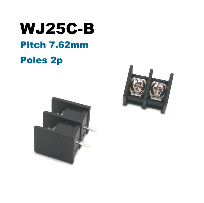 

10pcs Pitch 7.62mm Barrier Screw PCB Terminal Block Straight Pin 2P morsettiera blocks connectors WJ25C-B 300V 15A 14AWG 2.5mm2