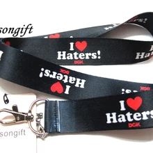 Hensongift черный I Love Haters ключ Kanyard ID Держатели бейджей для телефона на шею ремни