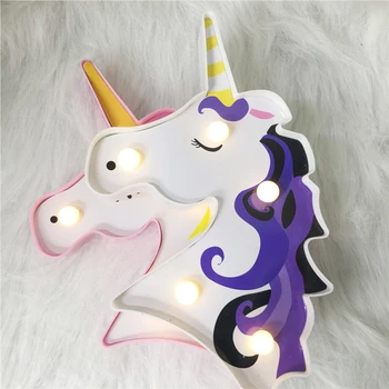 

3D Printed Unicorn Head LED Night Light Animal Marquee Lamp Function as Wall Lamp Or Table Lamp For Children Party Kids Gifts