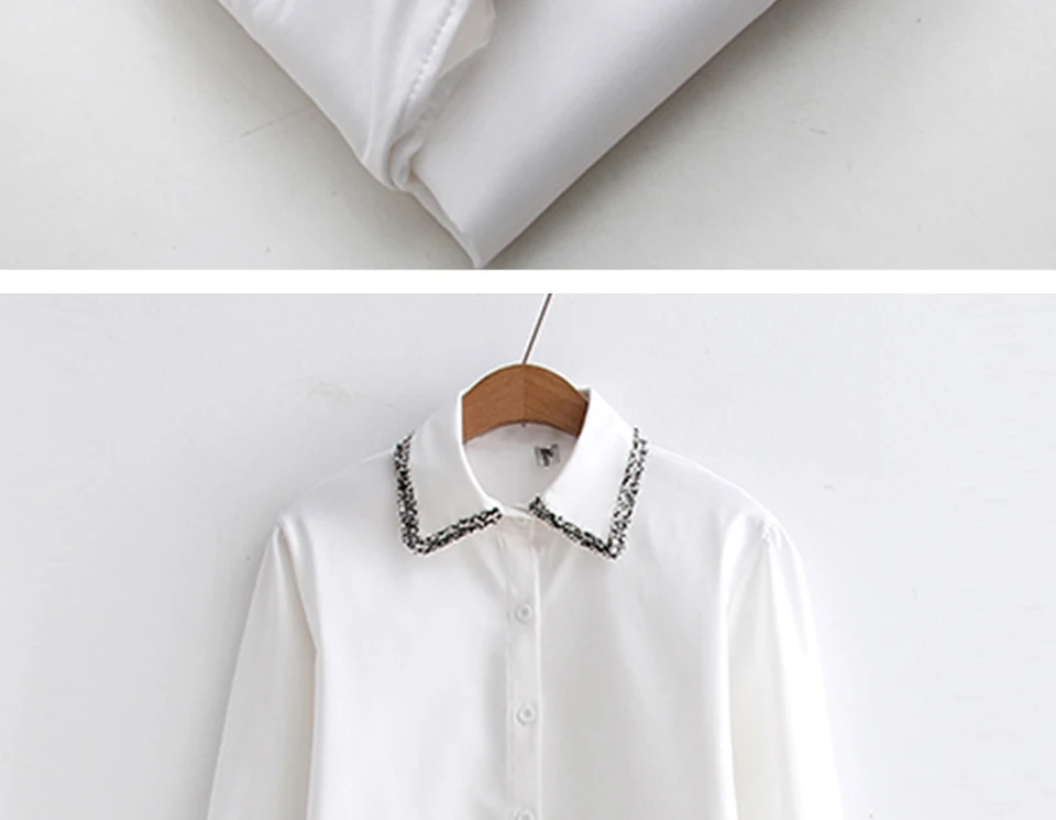 Новинка, зимняя Вельветовая плотная белая рубашка с отложным воротником, приталенная модная повседневная женская блузка с длинным рукавом, размер топа T7O722A