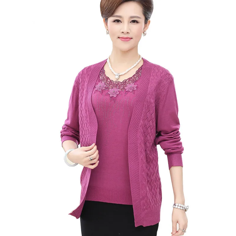 

XXXL Really Two Pieces Knitted Sweater Set poncho feminino inverno 2019 Women Long Sleeve Cardigan Plus Size Women Sweater Suits