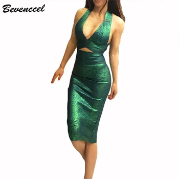 

Celebrity Top Quality Sexy Printed Two Piece Sets Bandage Dress Sleeveless Halter Backless Elegant Evening Party Dress Vestidos