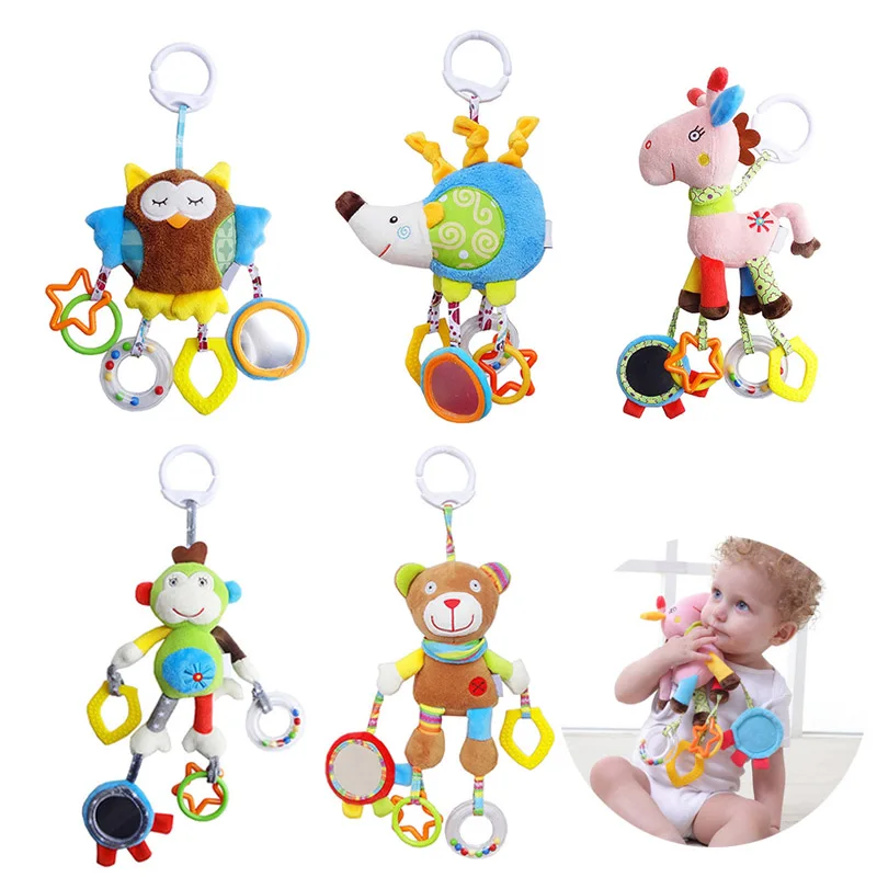 

Newborn Stroller Rattle Teether Baby Toys 0-12 Months Cute Cartoon Animal Infant Toddler Musical Doll Plush Handbell Rattles Toy