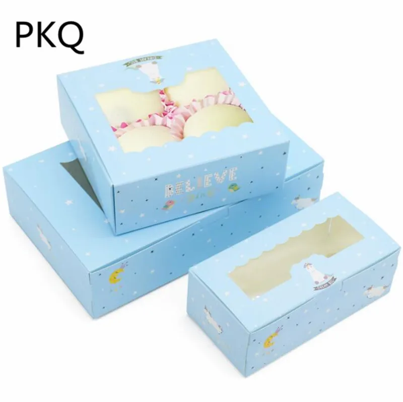 

10pcs Wholesale price Pure blue muffin cupcake box cups cake box of biscuits packaging box West point square paper gift cake box