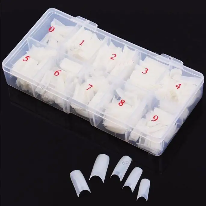 Box 500Pcs Clear White Natural False Acrylic Nails Art Tips UV Gel DIY Nail Art Decoration Interior Design