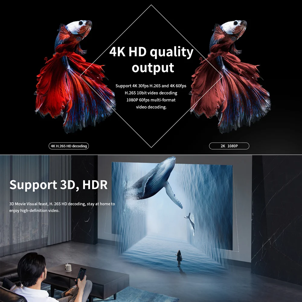 SUPER V Smart Android tv Box Android 9,0 RK3318 четырехъядерный UHD 4K медиаплеер VP9 H.265 4G/32 GB 2,4G WiFi BT4.0 пульт дистанционного управления
