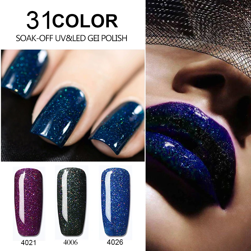 

Neon Glitter UV Gel Nail Polish Soak Off Colorful Hybrid Ge Varnish Nails Art Semi Permanent Lucky Gel Lacquer Primer