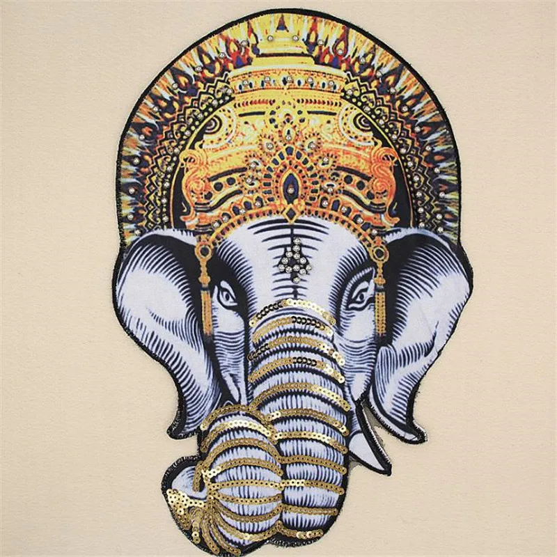 

Clothing Women Shirt Top Diy Patch Beading Elephant Sequins deal with it T-shirt girls Punk Biker Patches for clothes Stickers