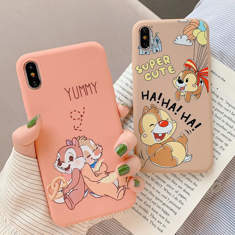 

Candy Color Graffiti Phone Cover For iPhone XR XS MAX 8 7 6S Plus Ultra Thin Cartoon Cute Squirrel Pattern Silicone Cases Fundas