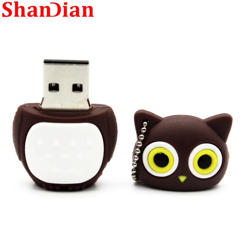 SHANDIAN Fashion ideas USB флеш накопитель с милой совой 64 ГБ 16 32 4 Гб карта памяти мультяшной