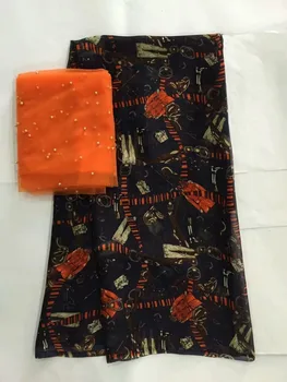 

nigerian lace fabric 2019 high quality lace tissu dentelle silk chiffon fabric satin fabric for dress 5+2yard/piece