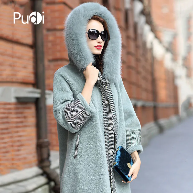 PUDI H181006 2018 New Real sheep fur coat jacket overcoat