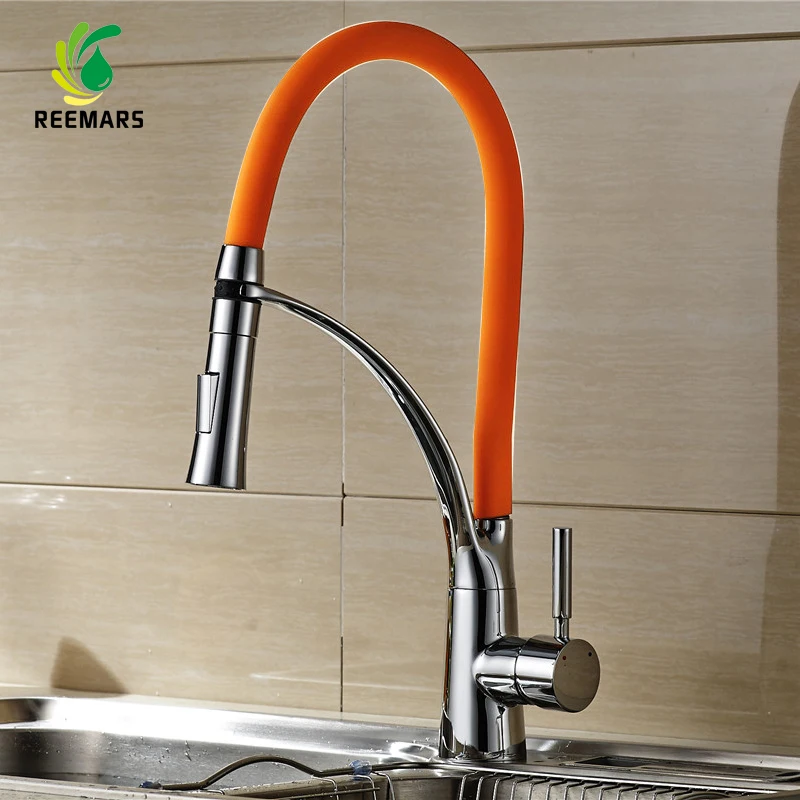 Genuine REEMARS 901 Kitchen Faucet Orange Soild Brass Polished Chrome