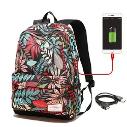 Модный женский usb зарядный рюкзак для ноутбука подростковый школьный рюкзак для девочек с принтом женские рюкзаки для студентов колледжа