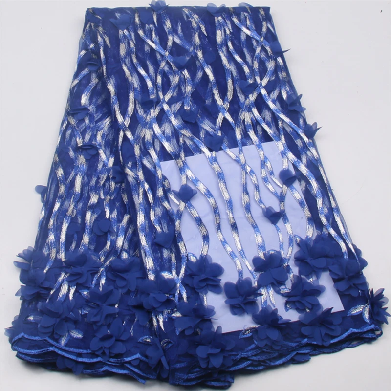 

2017 New style French net lace fabric 3D flower African tulle mesh lace fabric high quality african lace fabric NA577B-3