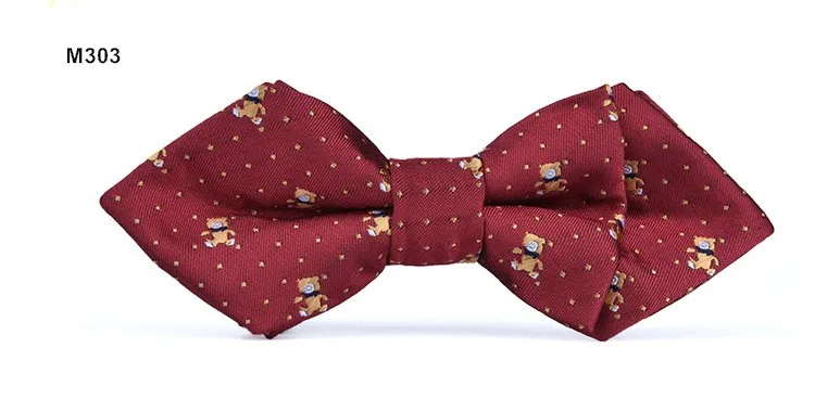 Регулируемый галстук-бабочка, модный Детский галстук с острым носком, галстук-бабочка, острый галстук-бабочка, красный горошек, синий, черный, белый, 2 шт./партия - Цвет: M303