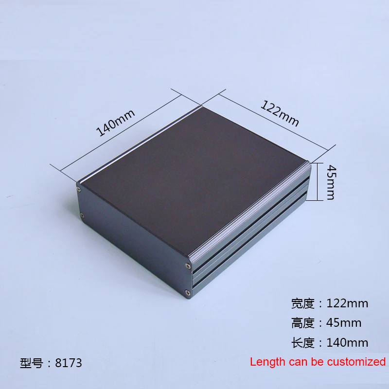 1 piece gray color aluminum housing case for electronics project case 45(H)x122(W)x140(L) mm 8173