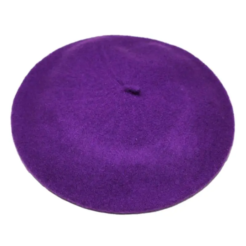 Новинка, женская зимняя шапка, берет, женская шапка из смеси шерсти и хлопка, 16 цветов, новые женские шляпы, шапка s, черная, белая, серая, розовая, Boinas De Mujer - Цвет: Фиолетовый