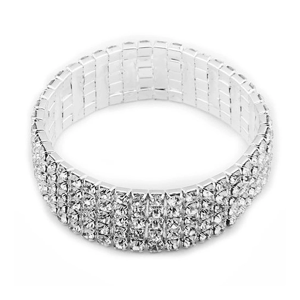 Silver Plated Wedding Rhinestone Bracelet Bangle 16mm HOTin Cuff