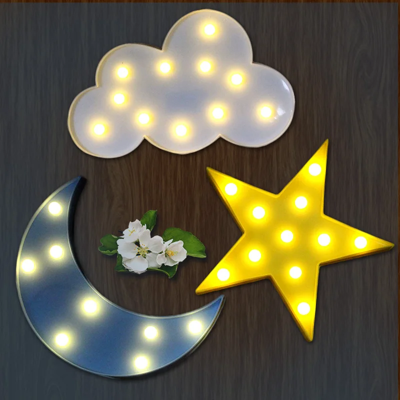 

Lovely Cloud Star Moon LED 3D Light Night Light Cute Kids Gift Toy For Baby Children Bedroom Decoration Lamp Indoor Lighting